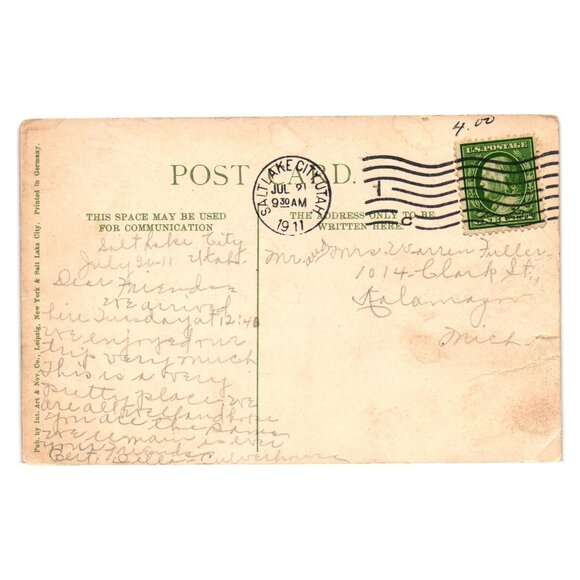 Vintage 1911 Postcard Newhouse Building Salt Lake City Utah Historic Landmark - Picture 2 of 2